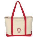 Large Starboard Recycled Cotton Canvas Tote Bag, 24 oz Embroidery - Red - Embroidery