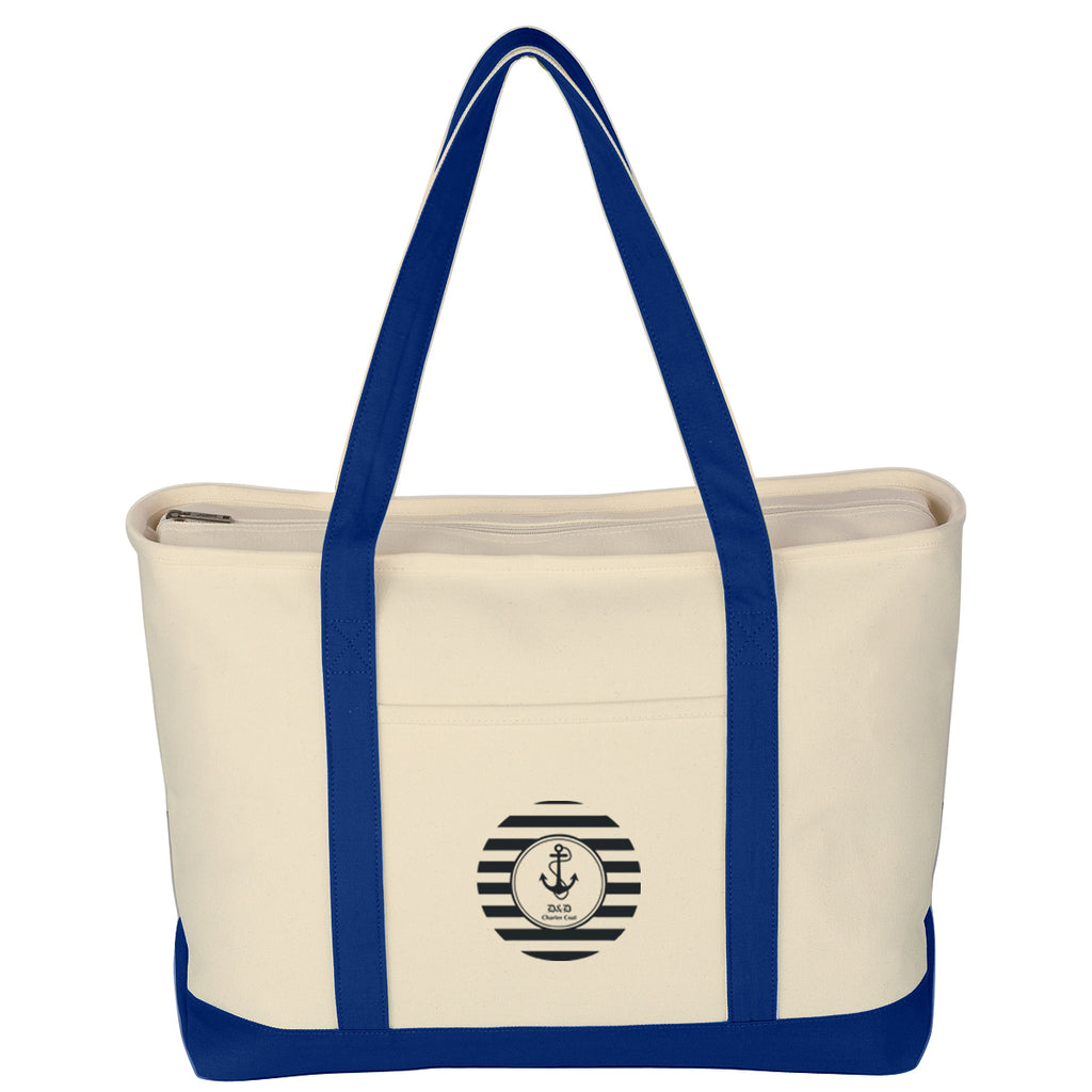 Large Starboard Recycled Cotton Canvas Tote Bag, 24 oz Embroidery - Royal Blue - Silk Screen