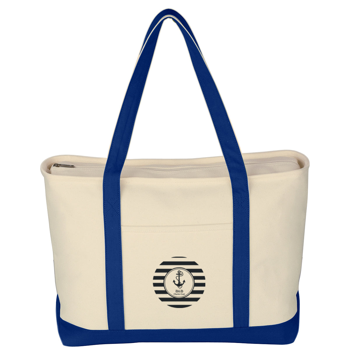 Large Starboard Recycled Cotton Canvas Tote Bag, 24 oz Embroidery - Royal Blue - Silk Screen