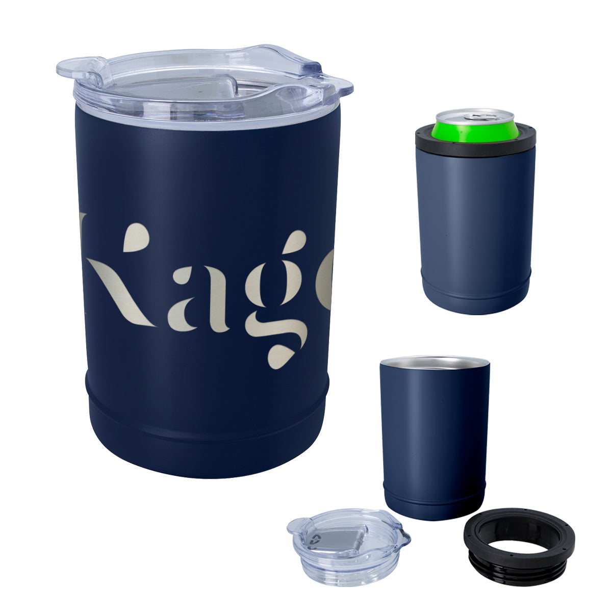 Laser Engraved Copper Beverage Holder and Tumbler - Navy - Laser