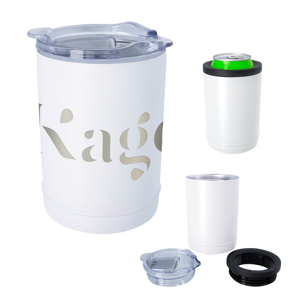 Laser Engraved Copper Beverage Holder and Tumbler - White - Laser Engraving