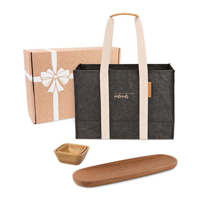 Lasting Impression Gift Set with Tote, Cheese Board and Snack Bowls Transfer