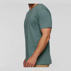 LAT Unisex Fine Jersey Tee Full Color - Basil - On Model Side
