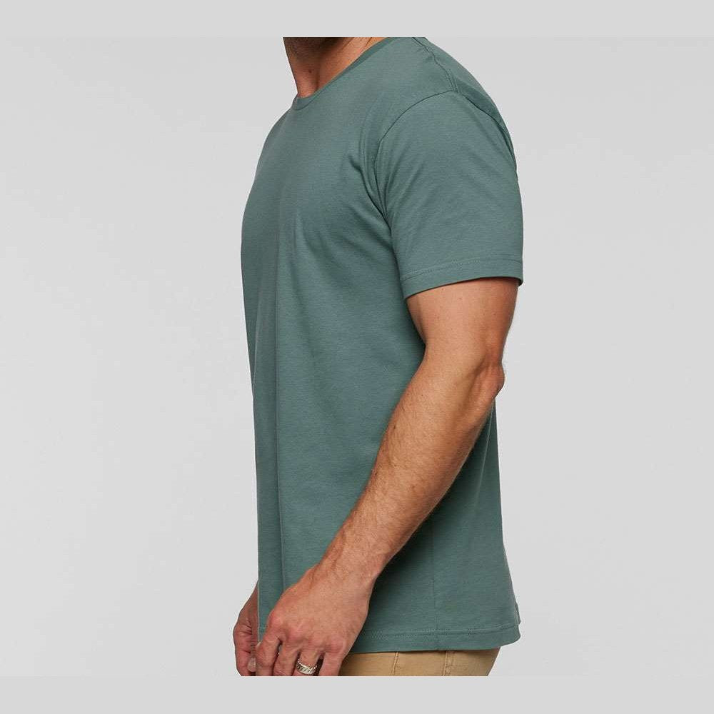 LAT Unisex Fine Jersey Tee Full Color - Basil - On Model Side
