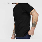 LAT Unisex Fine Jersey Tee Full Color - Black - On Model Side