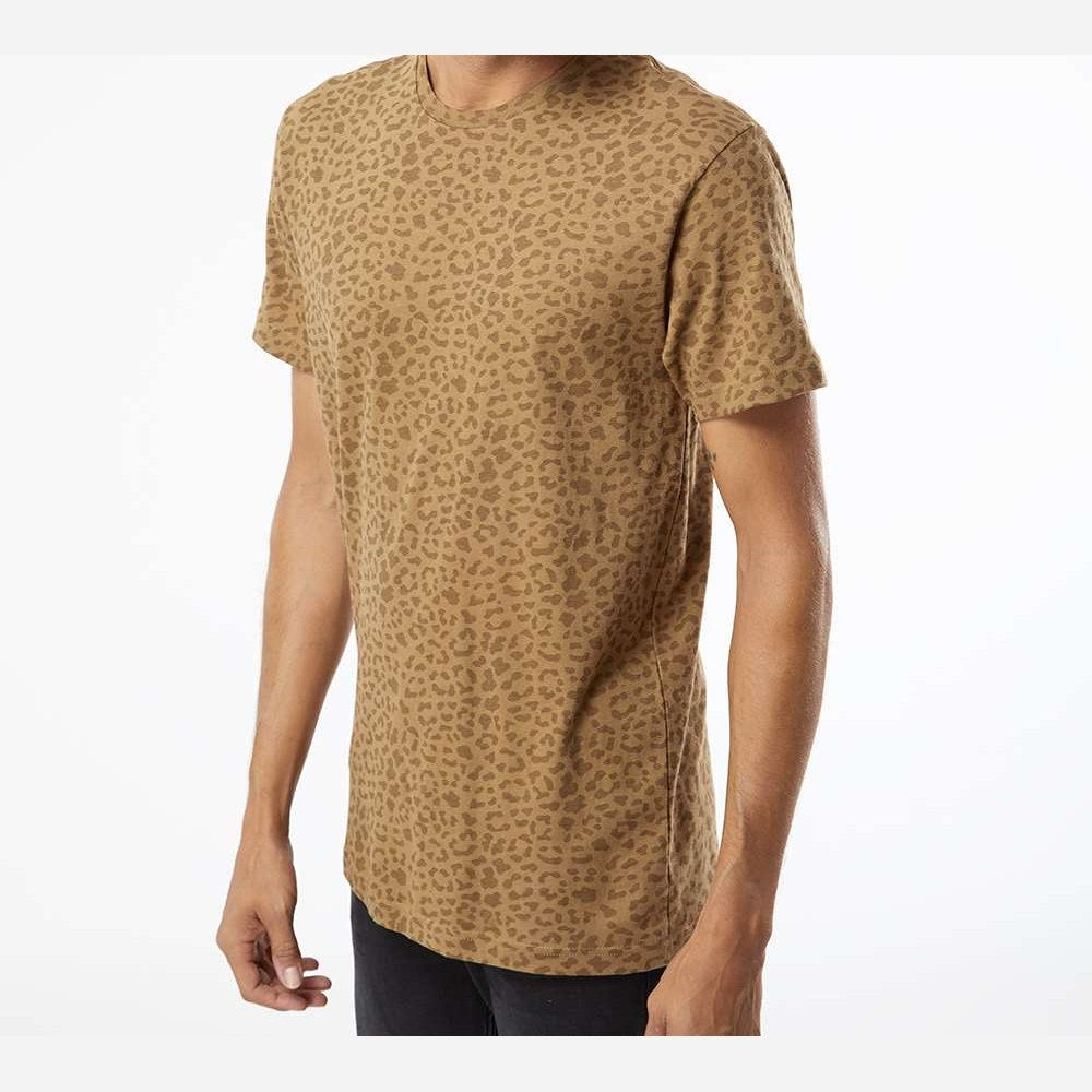 LAT Unisex Fine Jersey Tee Full Color - Brown Leopard - On Model Side