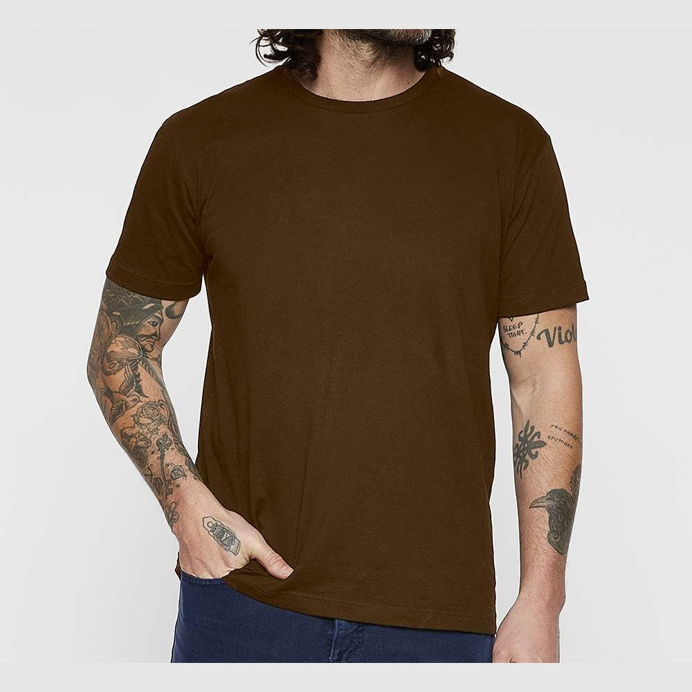 LAT Unisex Fine Jersey Tee Full Color - Brown - On Model Front