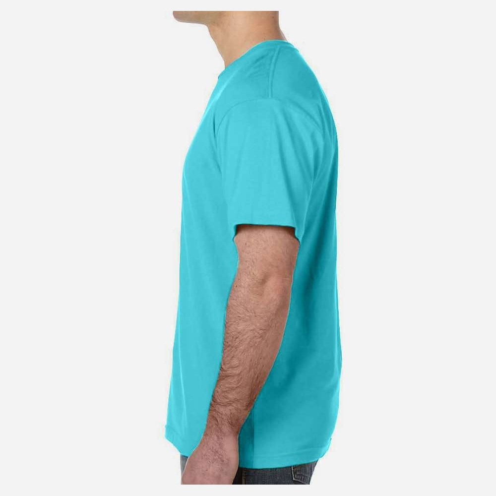 LAT Unisex Fine Jersey Tee Full Color - Caribbean - On Model Side