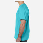 LAT Unisex Fine Jersey Tee Full Color - Caribbean - On Model Side