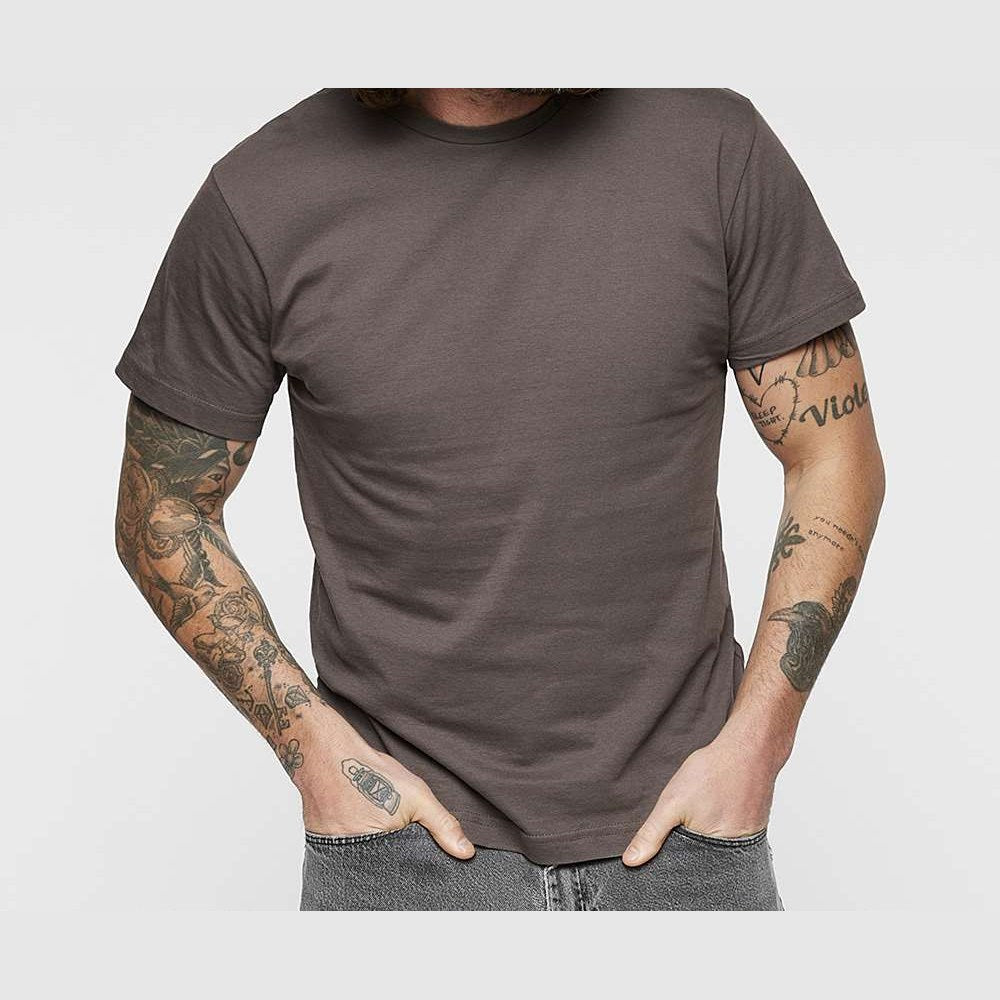 LAT Unisex Fine Jersey Tee Full Color - Charcoal - On Model Front