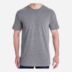 LAT Unisex Fine Jersey Tee Full Color - Granite Heather - On Model Front