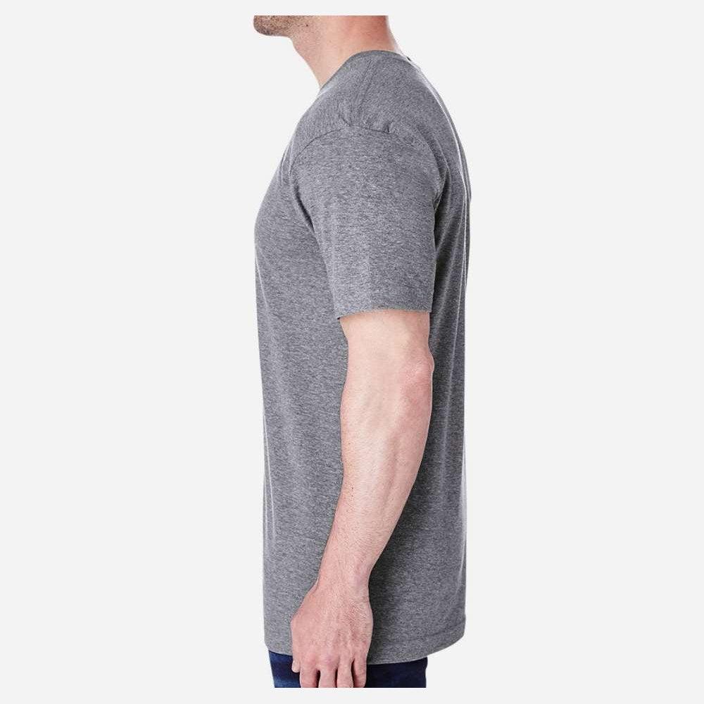 LAT Unisex Fine Jersey Tee Full Color - Granite Heather - On Model Side