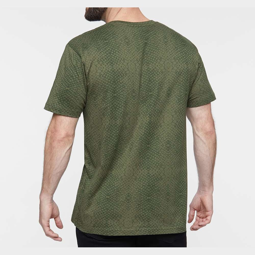 LAT Unisex Fine Jersey Tee Full Color - Green Reptile - On Model Back