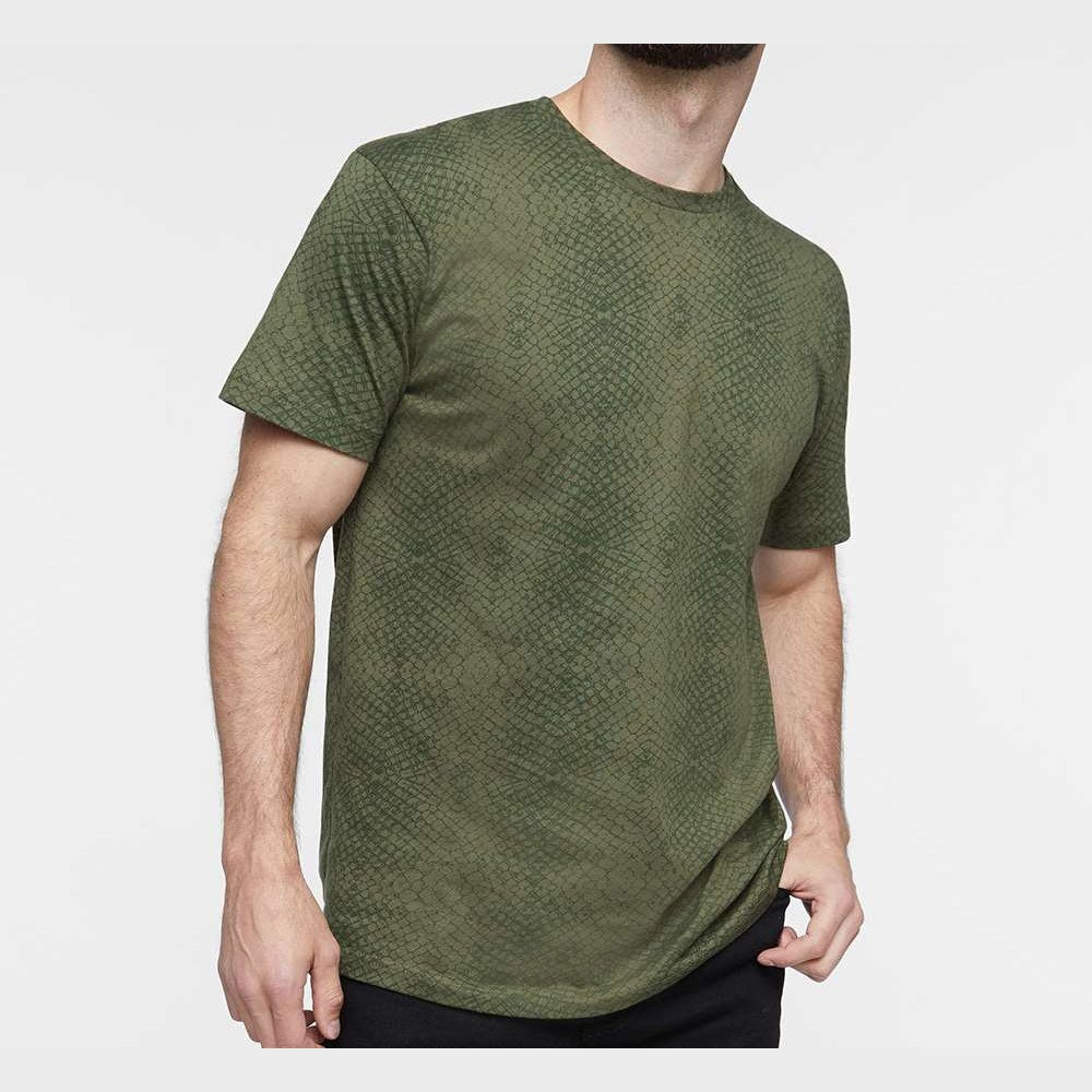 LAT Unisex Fine Jersey Tee Full Color - Green Reptile - On Model Front