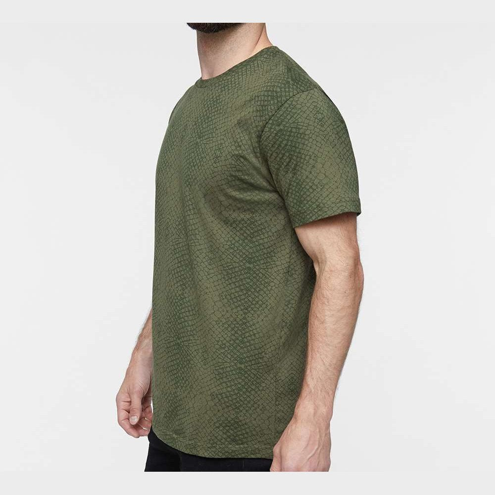 LAT Unisex Fine Jersey Tee Full Color - Green Reptile - On Model Side