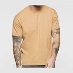LAT Unisex Fine Jersey Tee Full Color - Latte - On Model Front