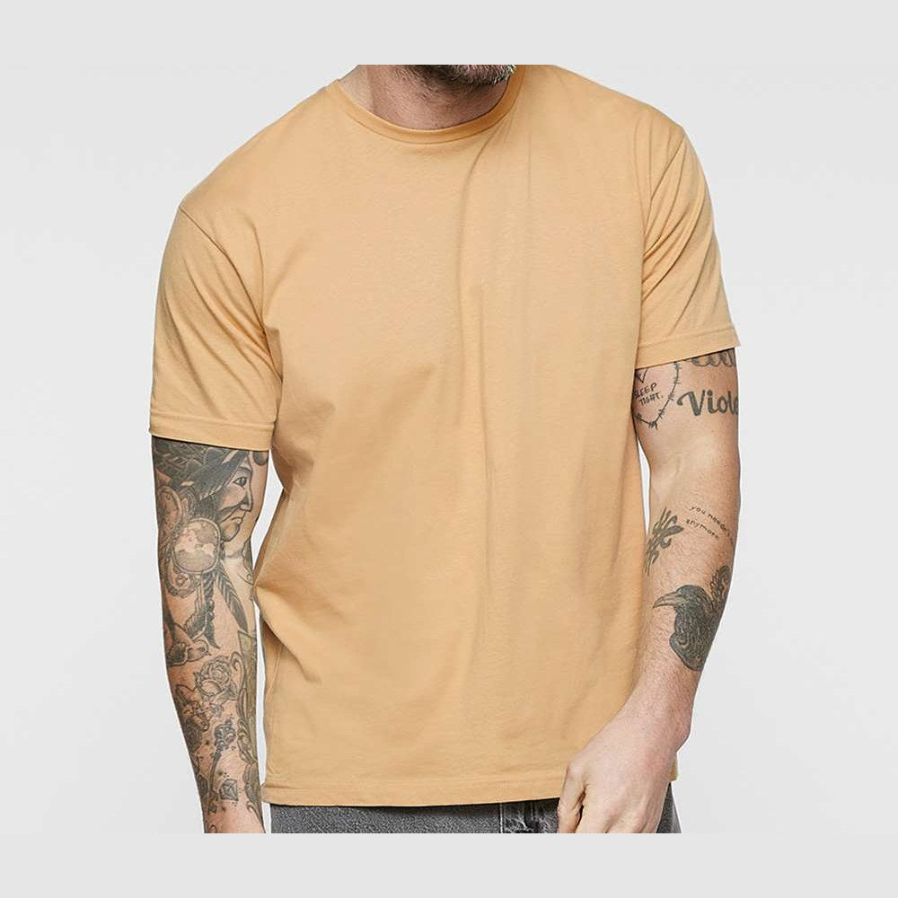 LAT Unisex Fine Jersey Tee Full Color - Latte - On Model Front