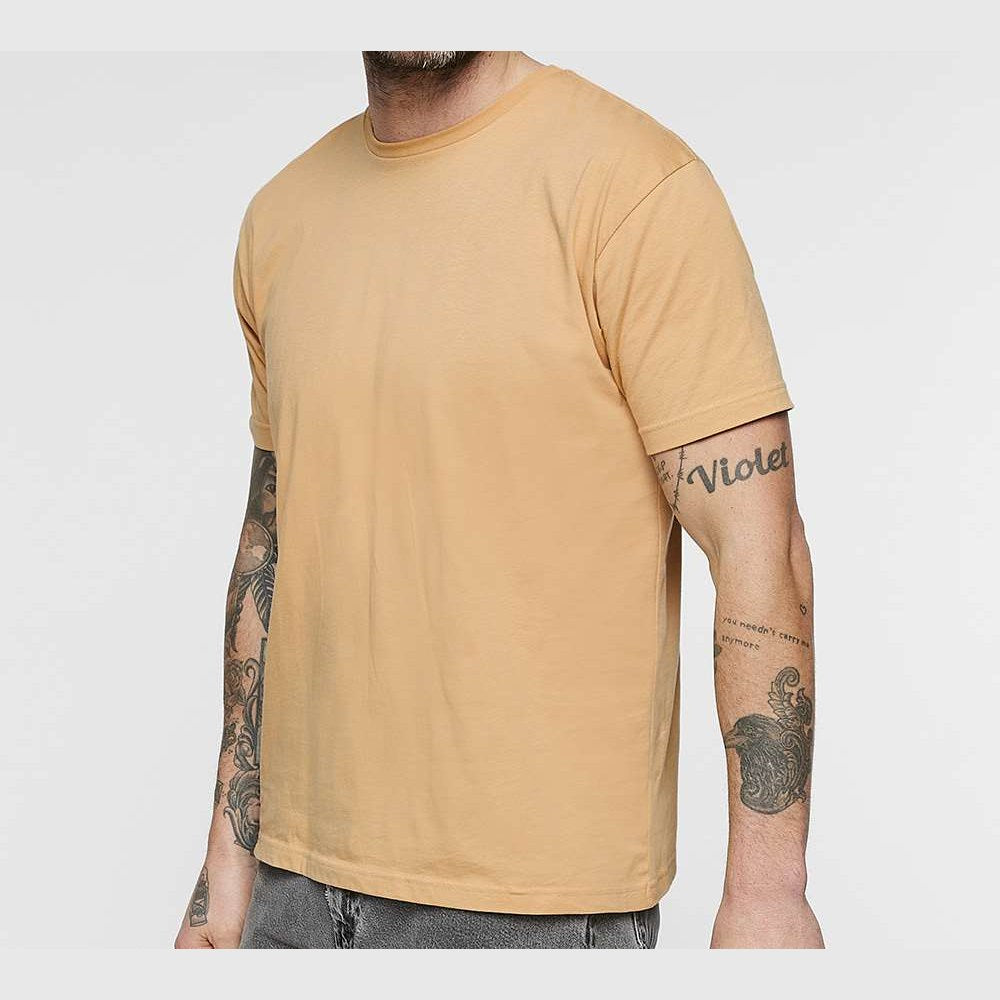 LAT Unisex Fine Jersey Tee Full Color - Latte - On Model Side