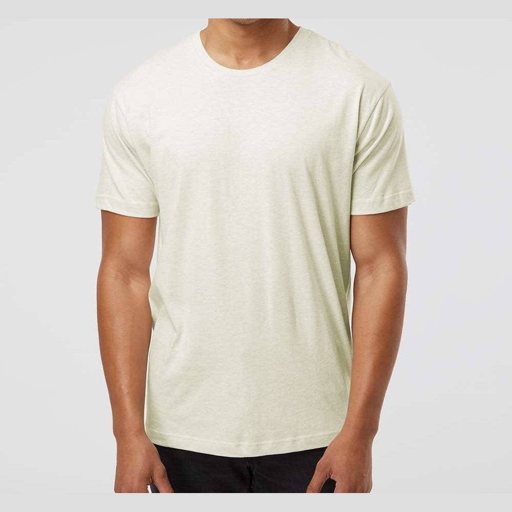 LAT Unisex Fine Jersey Tee Full Color - Natural Heather - On Model Front