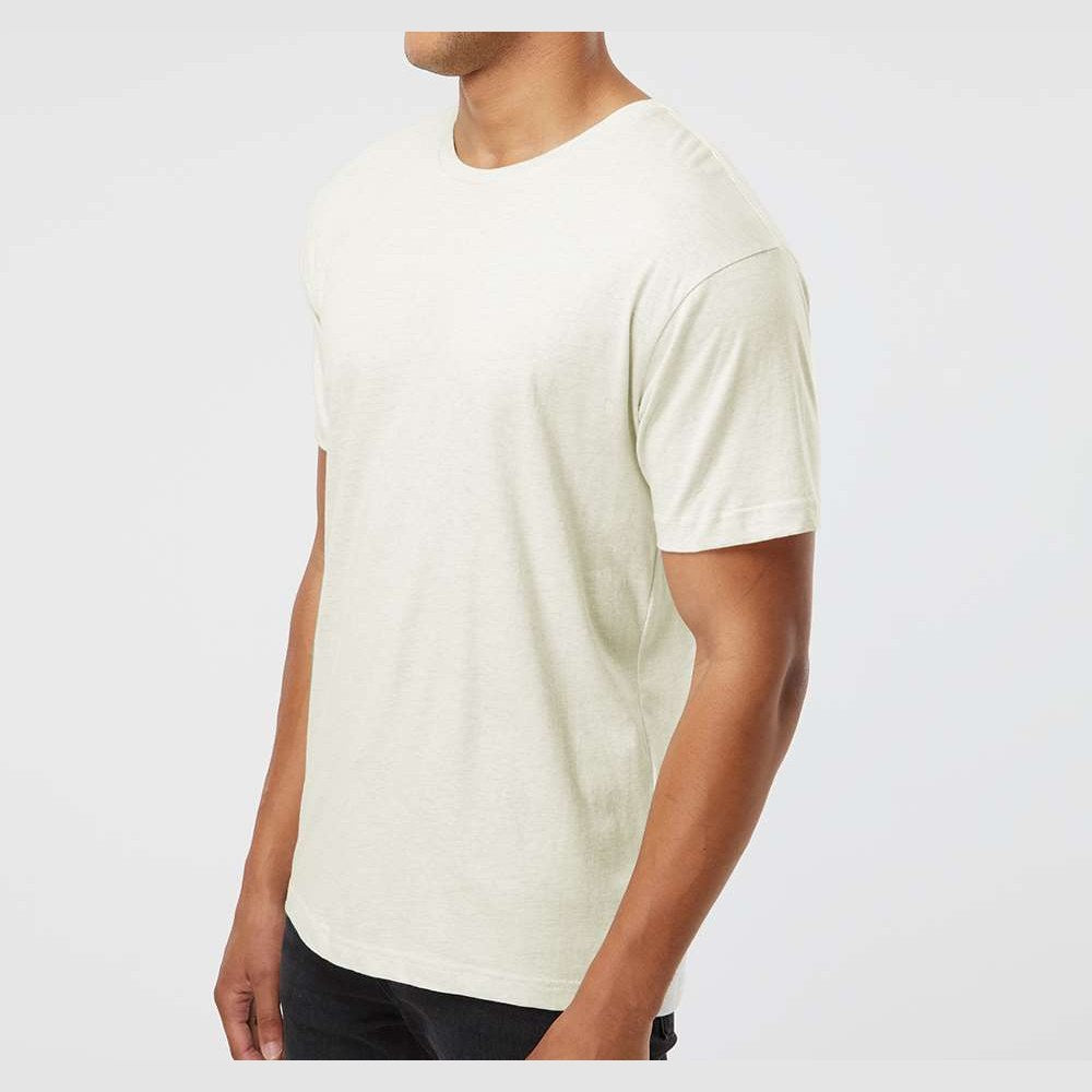 LAT Unisex Fine Jersey Tee Full Color - Natural Heather - On Model Side