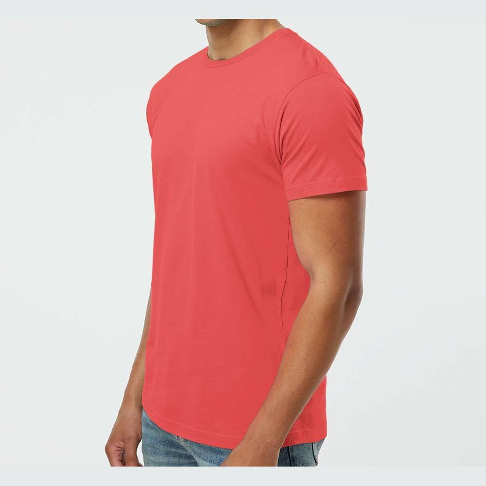 LAT Unisex Fine Jersey Tee Full Color - Passionfruit - On Model Side