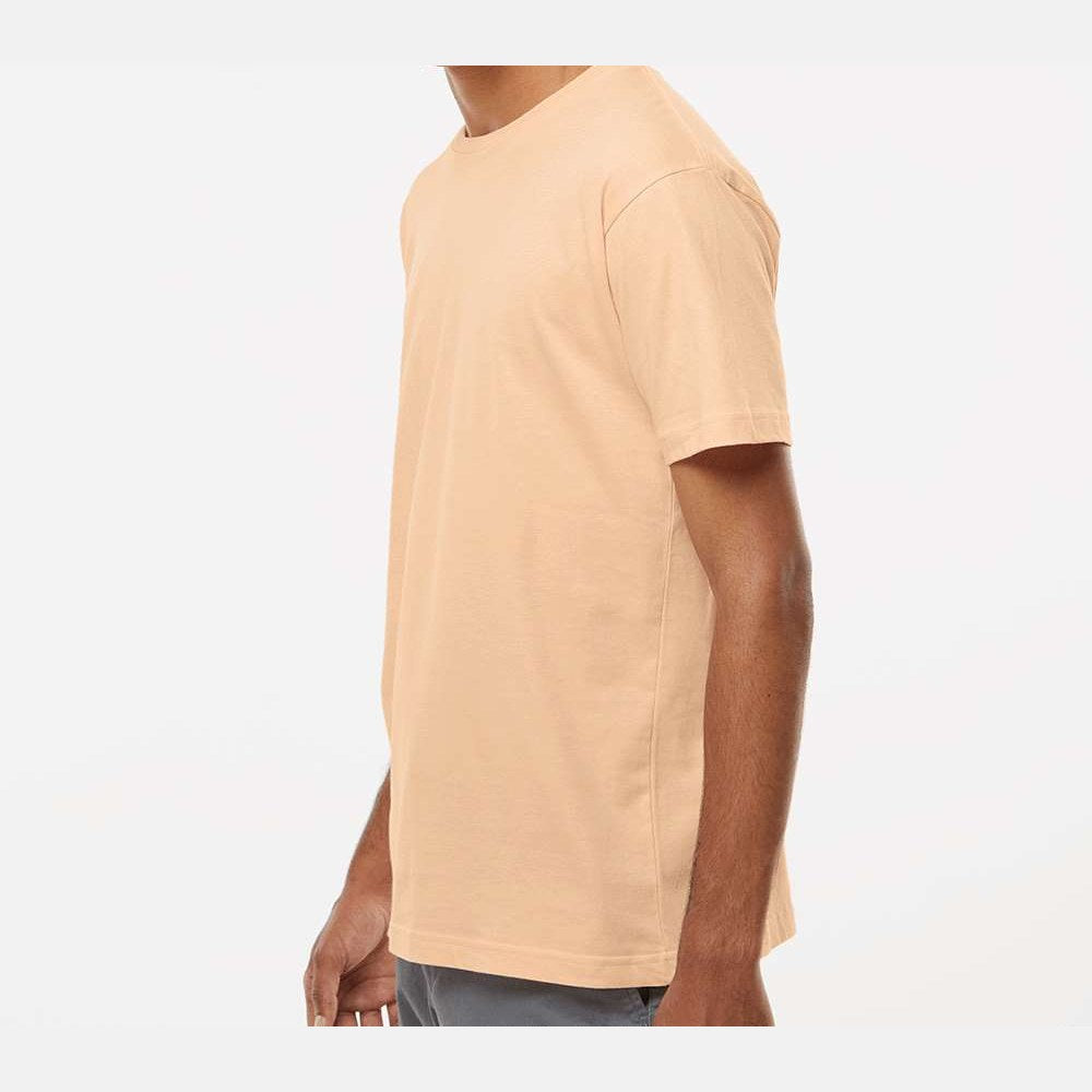 LAT Unisex Fine Jersey Tee Full Color - Peachy - On Model Side