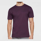 LAT Unisex Fine Jersey Tee Full Color - Plum - On Model Front