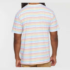 LAT Unisex Fine Jersey Tee Full Color - Rainbow Stripe - On Model Back