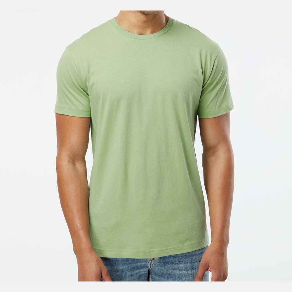 LAT Unisex Fine Jersey Tee Full Color - Sage - On Model Front
