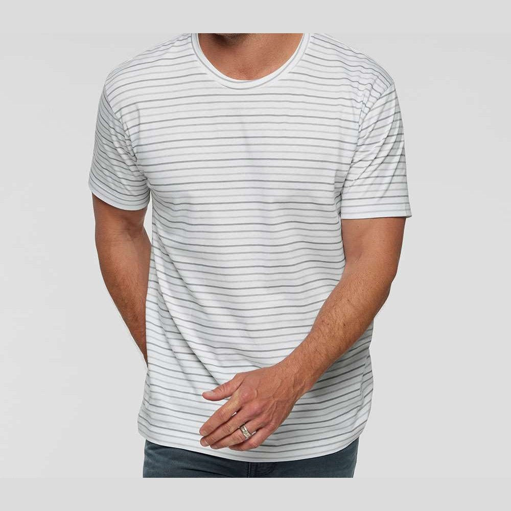 LAT Unisex Fine Jersey Tee Full Color - Shadow Stripe - On Model Front