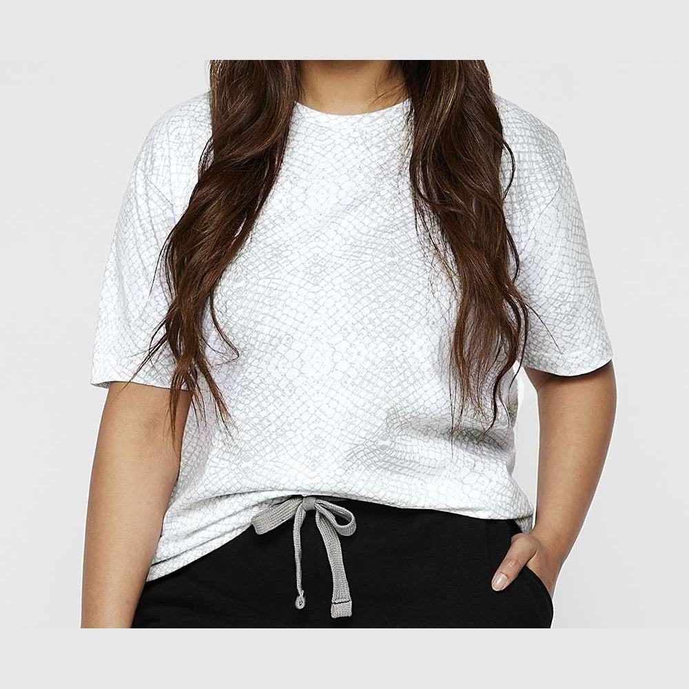 LAT Unisex Fine Jersey Tee Full Color - White Reptile - On Model Front