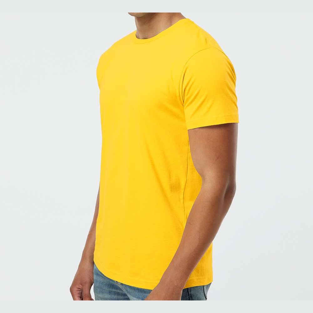 LAT Unisex Fine Jersey Tee Full Color - Yellow - On Model Side