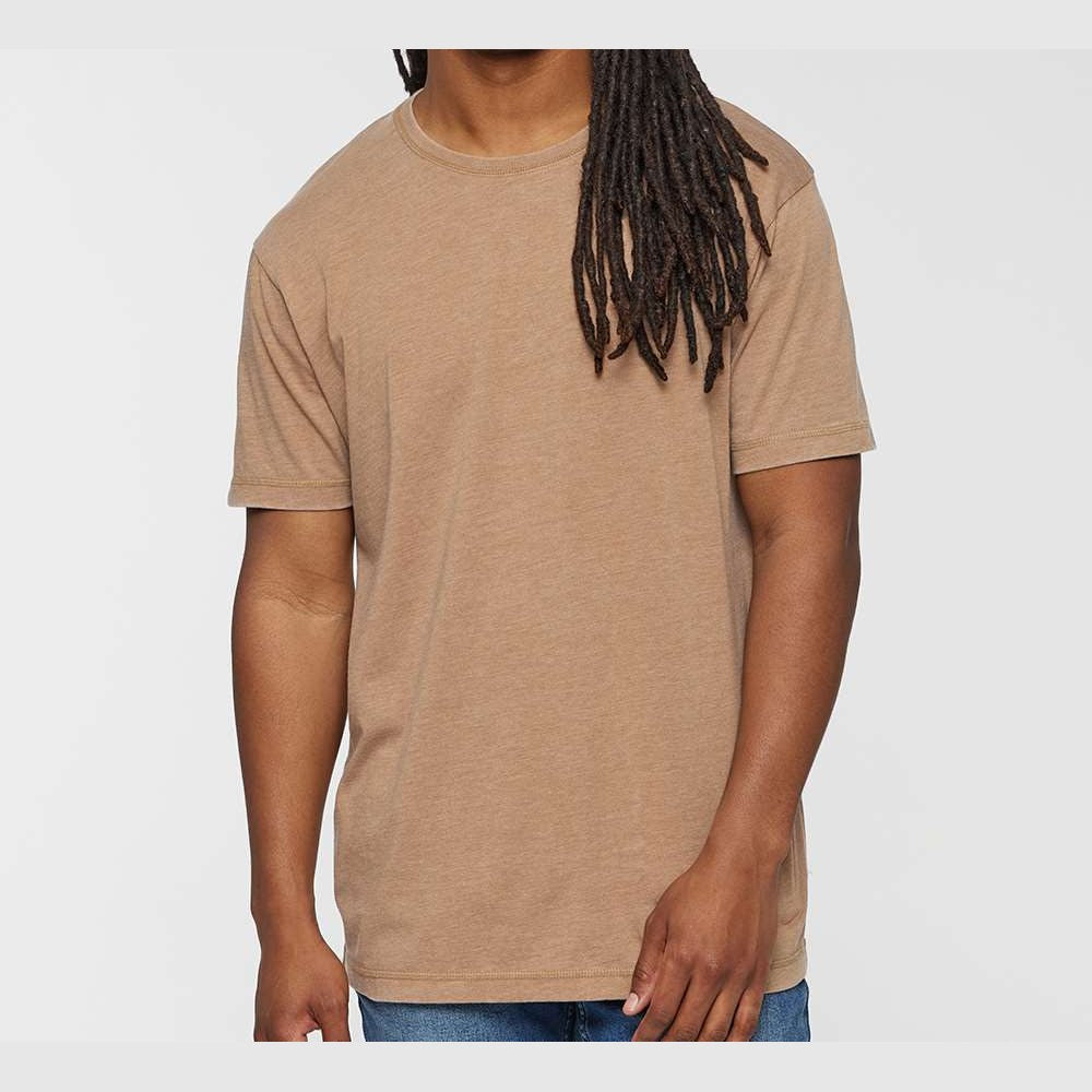 LAT Unisex Vintage Wash Tee - Washed Coyote Brown - On Model Front