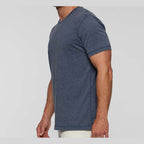 LAT Unisex Vintage Wash Tee - Washed Navy - On Model Side