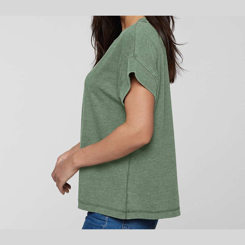 LAT Women's Vintage Wash Tee - Washed Basil - On Model Side