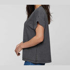 LAT Women's Vintage Wash Tee - Washed Black - On Model Side