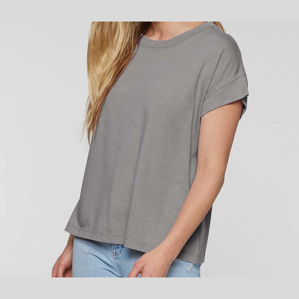 LAT Women's Vintage Wash Tee - Washed Grey - On Model Front