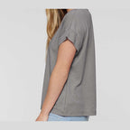 LAT Women's Vintage Wash Tee - Washed Grey - On Model Side