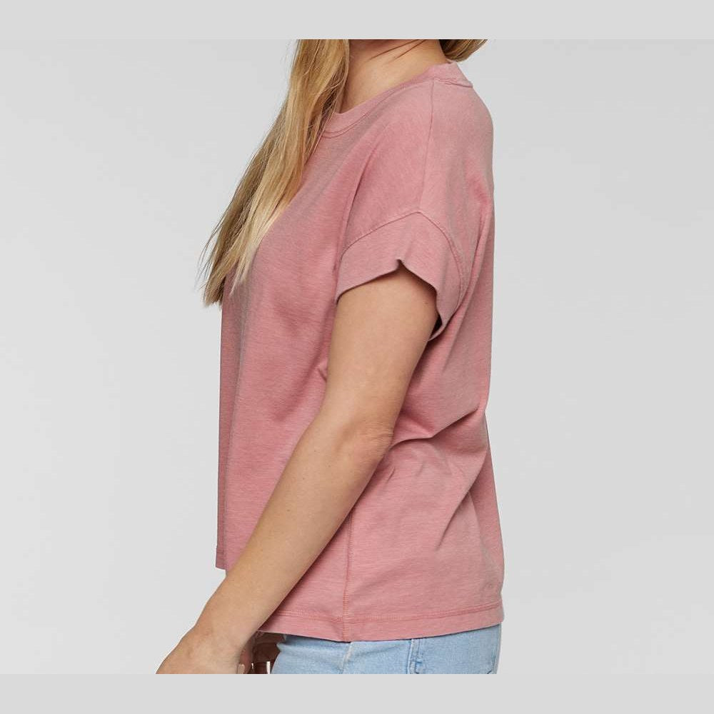 LAT Women's Vintage Wash Tee - Washed Mauvelous - On Model Side