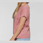 LAT Women's Vintage Wash Tee - Washed Mauvelous - On Model Side