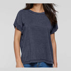 LAT Women's Vintage Wash Tee - Washed Navy - On Model Front