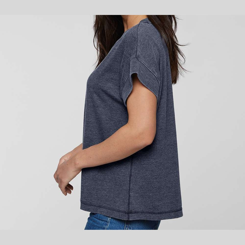 LAT Women's Vintage Wash Tee - Washed Navy - On Model Side
