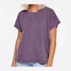 LAT Women's Vintage Wash Tee - Washed Plum - On Model Front