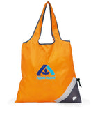 Latitudes Foldaway Shopping Tote with Drawstring Pouch - Tangerine Orange - View 1