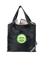 Latitudes Foldaway Shopping Tote with Drawstring Pouch Transfer - Black - View 1