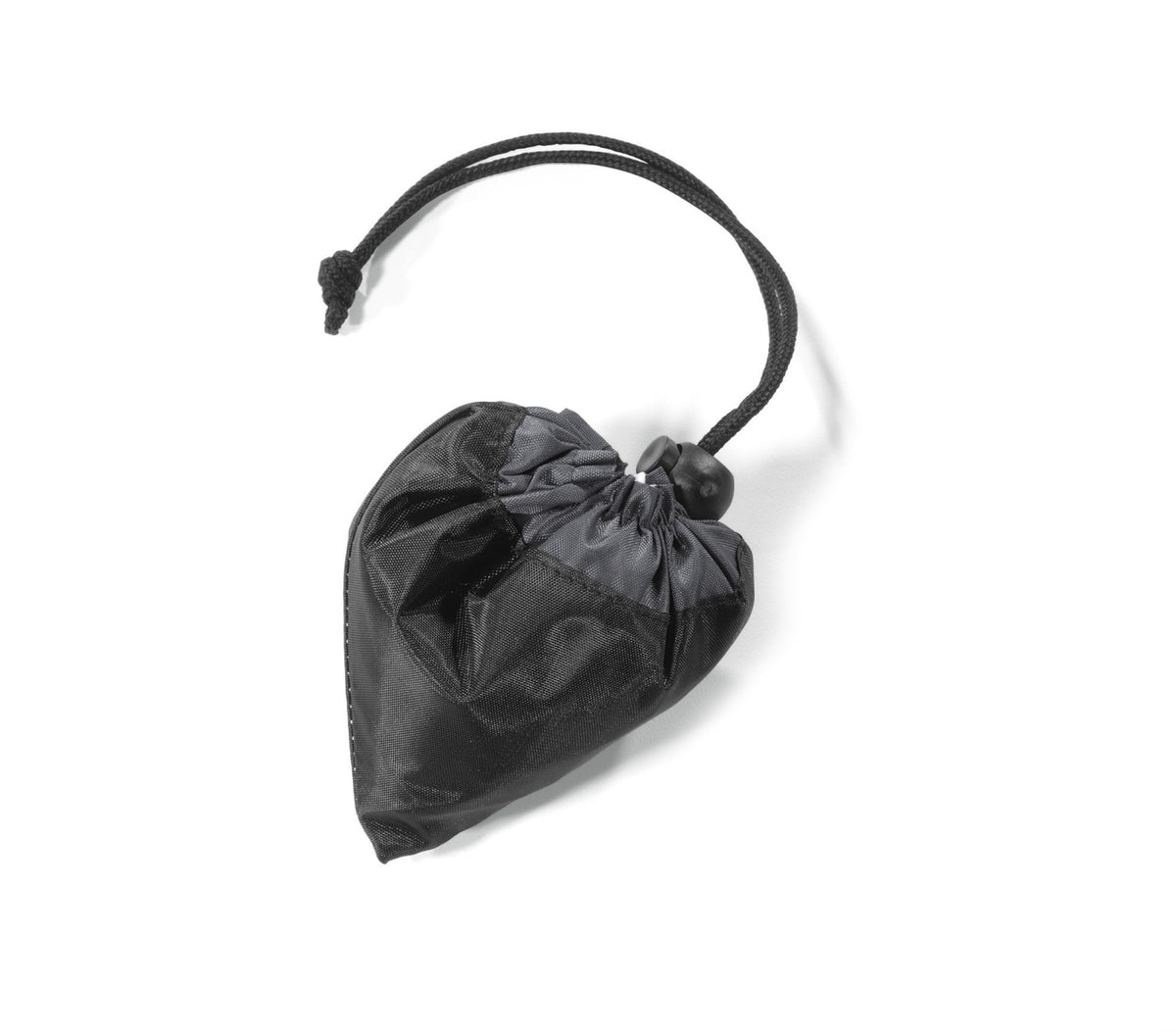 Latitudes Foldaway Shopping Tote with Drawstring Pouch - White-Black - View 2