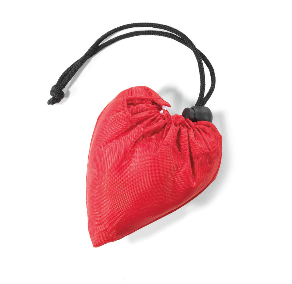 Latitudes Foldaway Shopping Tote with Drawstring Pouch - White-Red - View 2