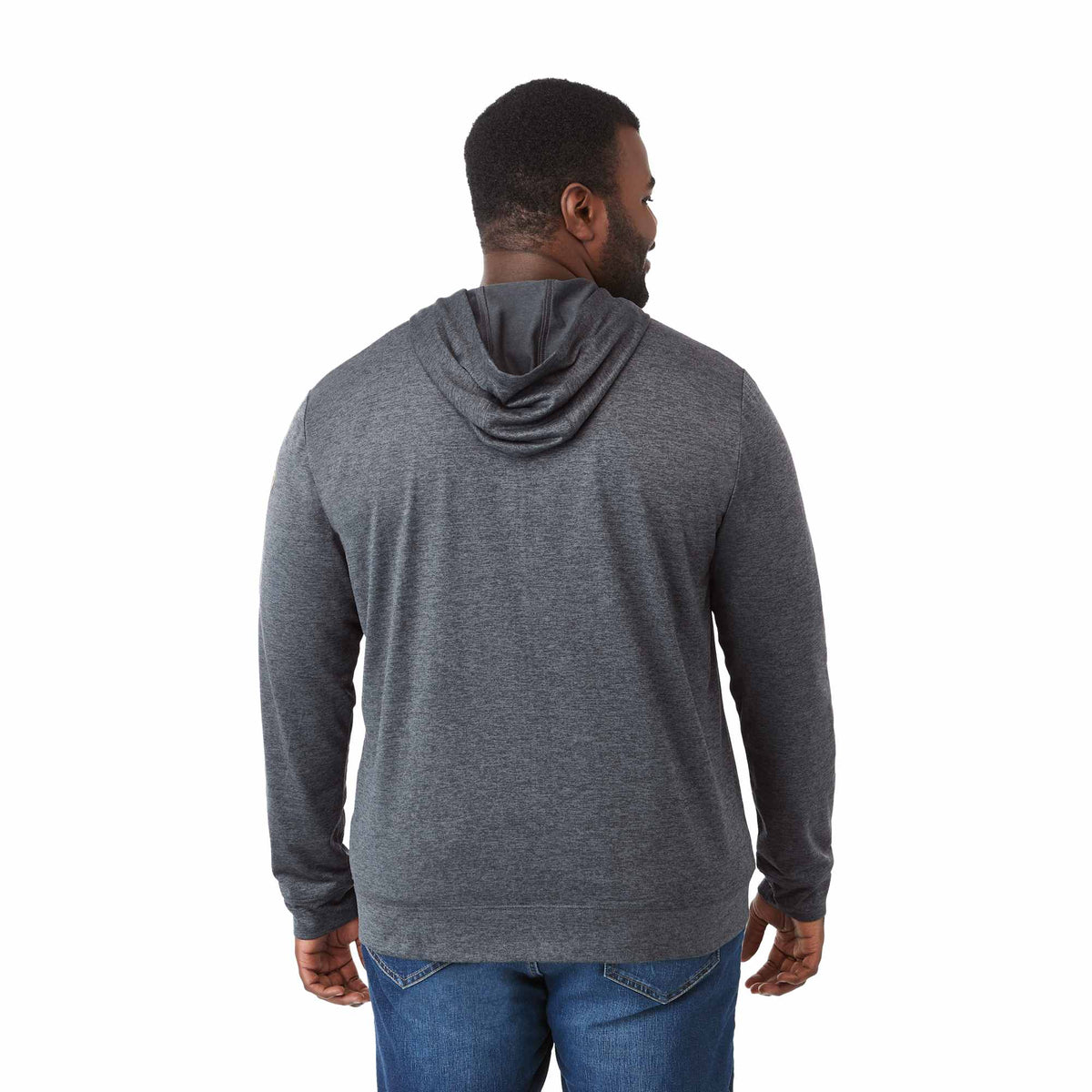 Lavar Eco Knit Full Zip Hoodie for Men Transfer - Heather Dark Charcoal - Back On Model
