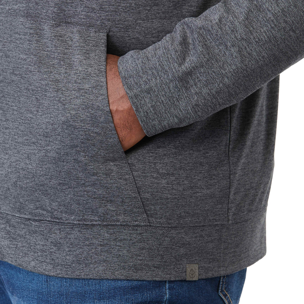 Lavar Eco Knit Full Zip Hoodie for Men Transfer - Heather Dark Charcoal - Left Angle On Model Pocket