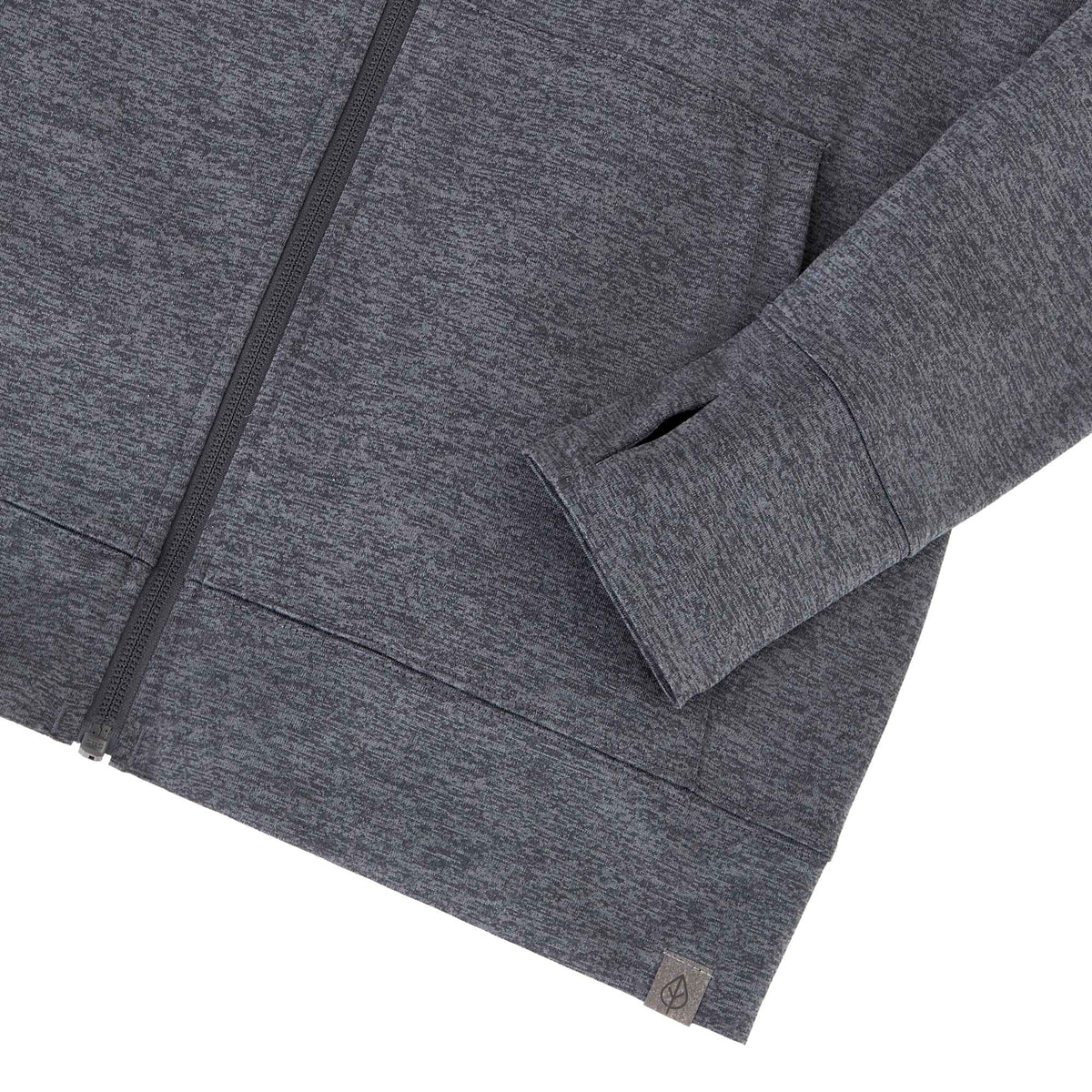 Lavar Eco Knit Full Zip Hoodie for Women Transfer - Heather Dark Charcoal - Detail